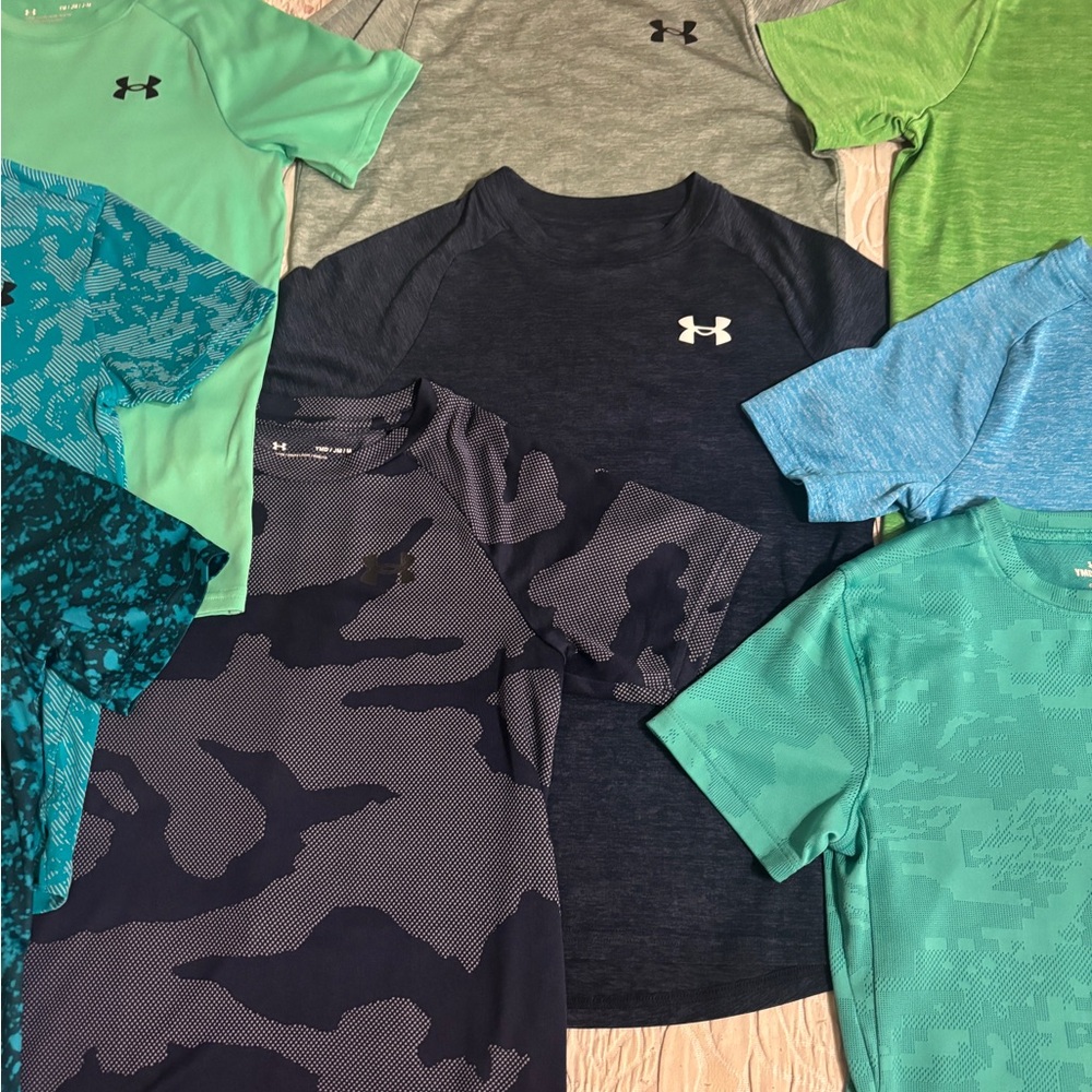 ** BUNDLE 9 Shirts ** Under Armour Short Sleeve T-shirt Bundle Boys Youth Medium